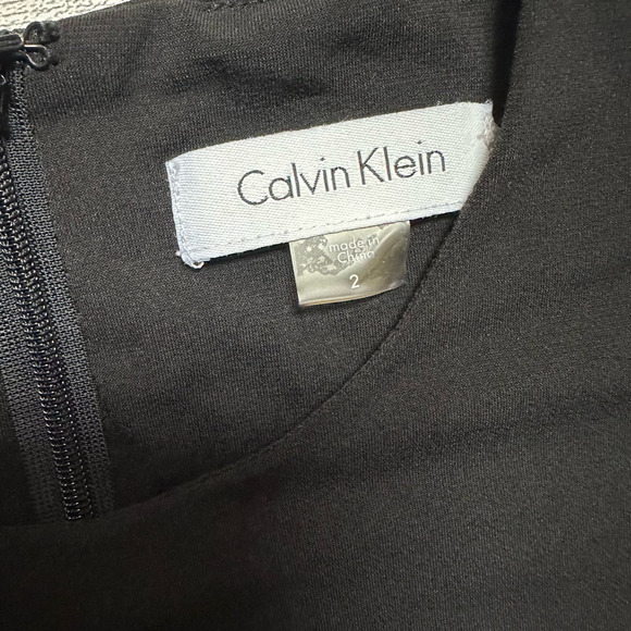 Calvin Klein | Asymmetric Grommet Detail Dress | Black | Size: 2 - Picture 5 of 9